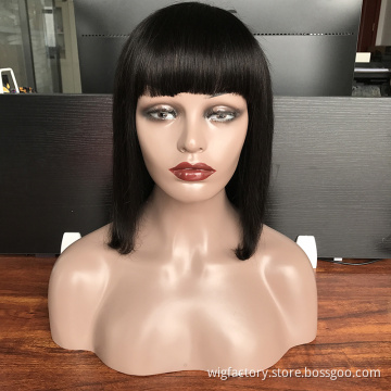 Wholesale cheap fringe bob human hair wig, cuticle aligned wigs human hair curly bob fringe, bob fringe wigs human hair